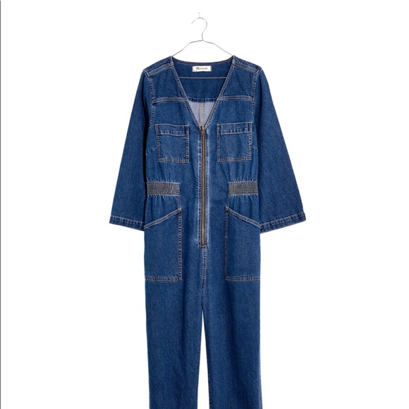 Patch Pocket Denim Zip Up Jumpsuit - Picture 3 of 8